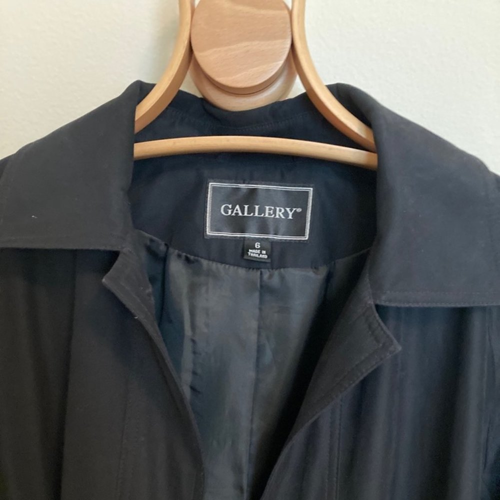 Gallery long black lined swing coat